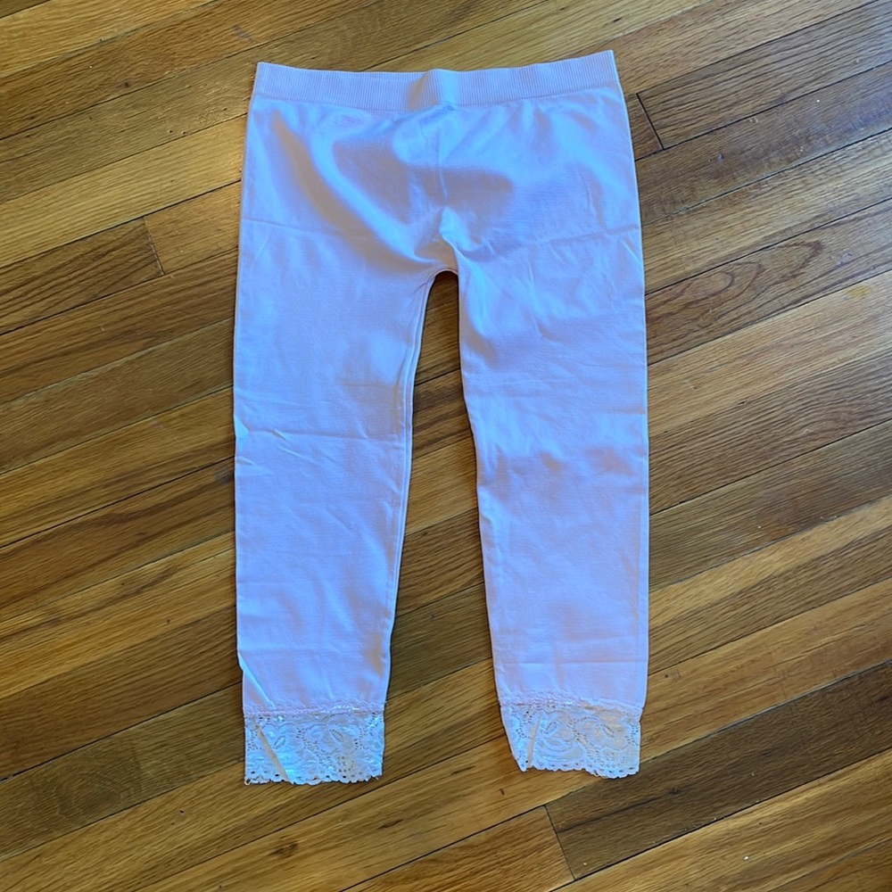 Light pink lace trim leggings